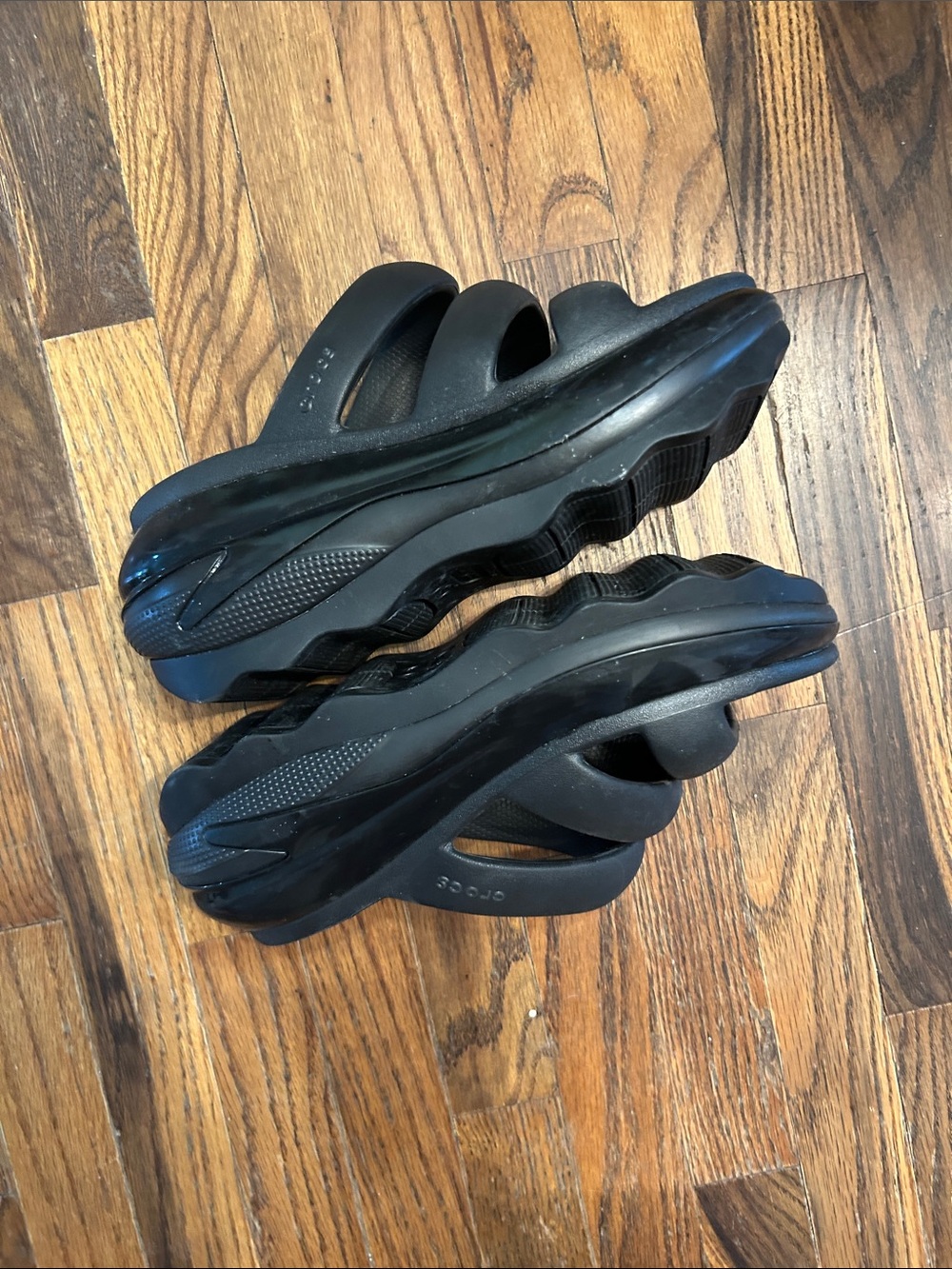 CROCS Black Double-Strap Slide Sandals - Picture 9 of 9